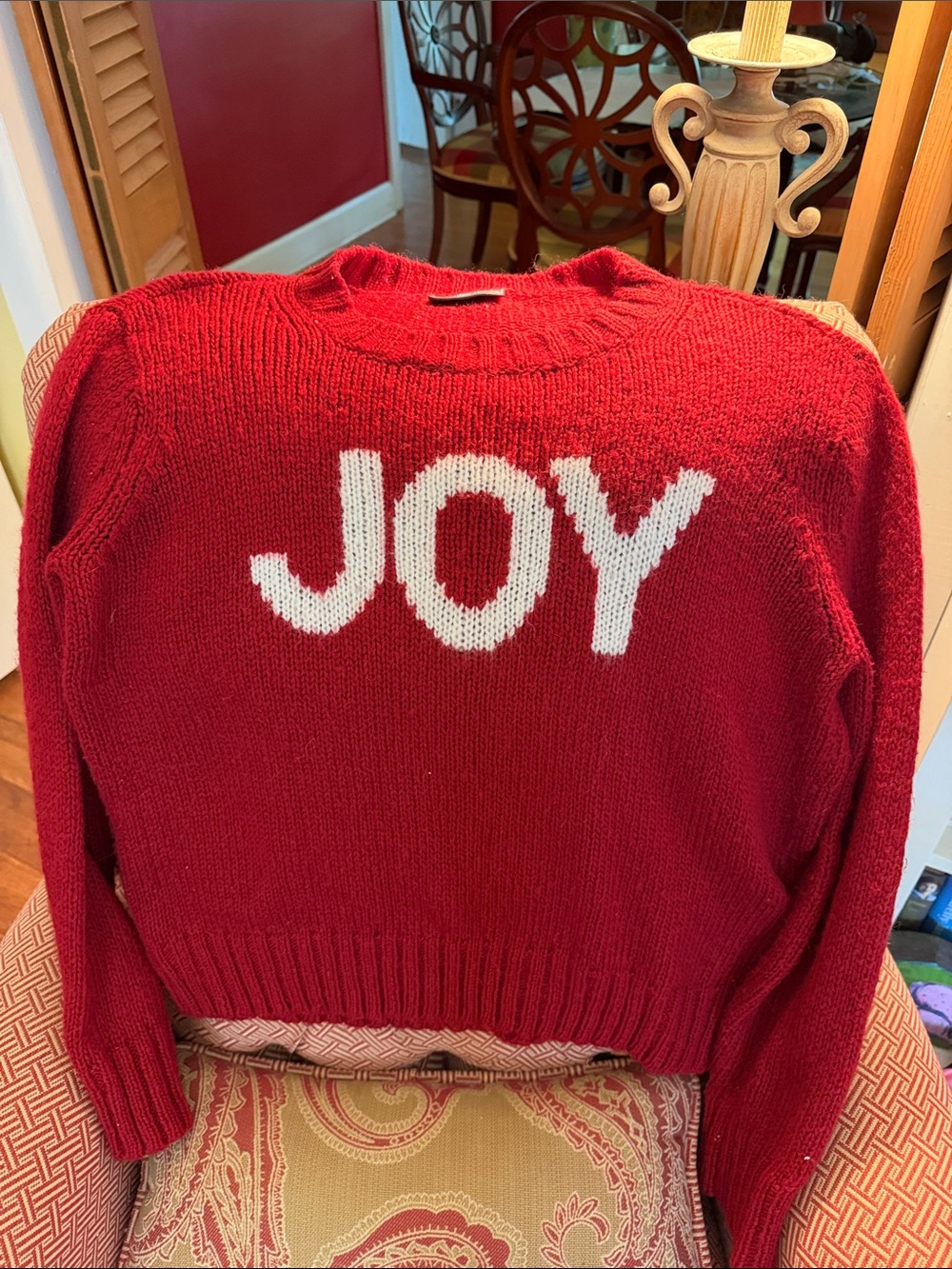 Wooden Ships Red Sweater with White JOY Lettering